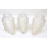 Three Frosted Glass Degue Wall Sconces