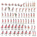 Seventy two Highland infantry toy metal soldiers by J. Hill and Co. and Britains.