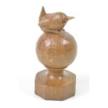 Wrenman carved wren on balled finial.