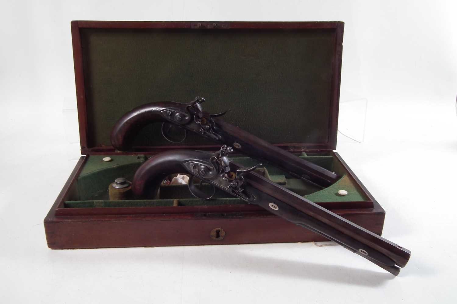 Matched pair of Flintlock dueling pistols by Wogdon and Barton London. - Image 2 of 25