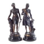 Pair of bronze figures of Wellington and Nelson