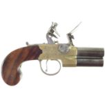 Flintlock double barrel pistol by Brasher of London
