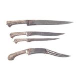 Indo-Persian Pesh Kabz and three other similar knives