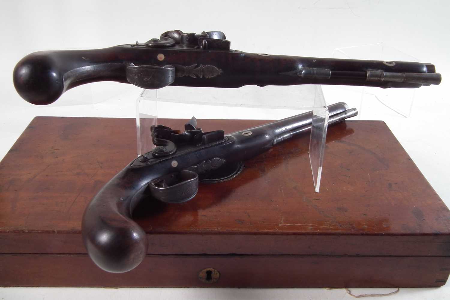 Matched pair of Flintlock dueling pistols by Wogdon and Barton London. - Image 18 of 25