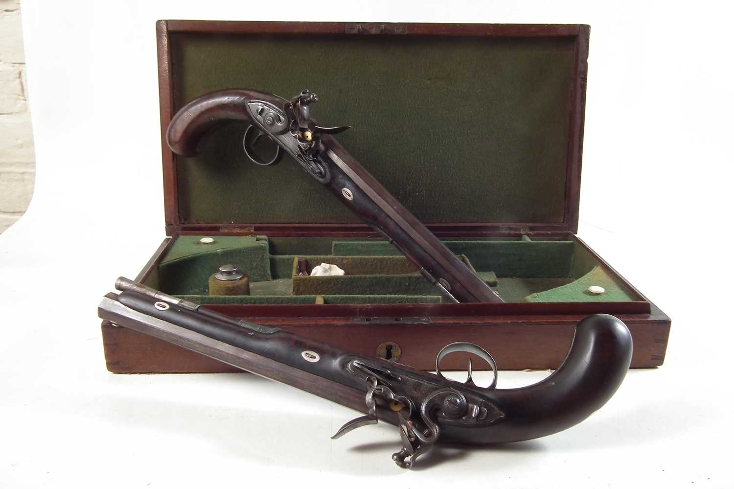 Matched pair of Flintlock dueling pistols by Wogdon and Barton London. - Image 22 of 25