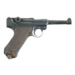 Deactivated Luger 9mm semi-automatic pistol