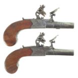 Pair of Flintlock pocket or muff pistols by Bradshaw of Wrexham