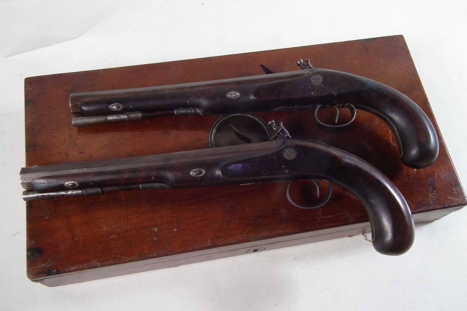 Matched pair of Flintlock dueling pistols by Wogdon and Barton London. - Image 17 of 25