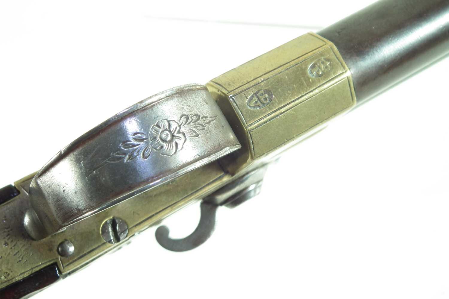 Flintlock double barrel pistol by Brasher of London - Image 7 of 7