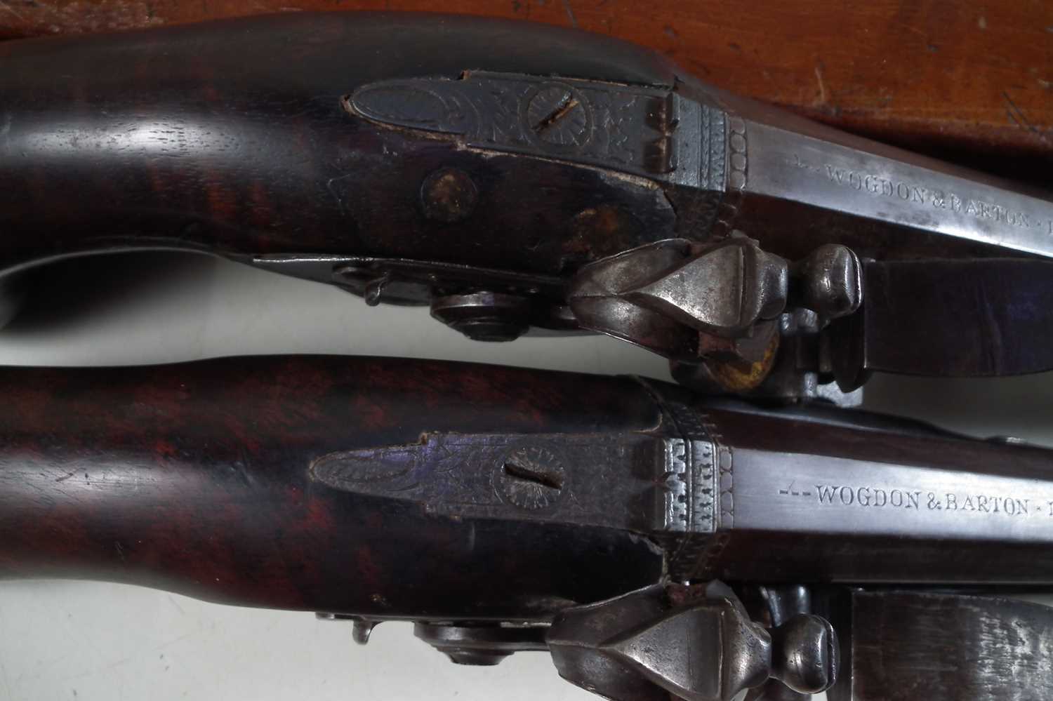 Matched pair of Flintlock dueling pistols by Wogdon and Barton London. - Image 15 of 25