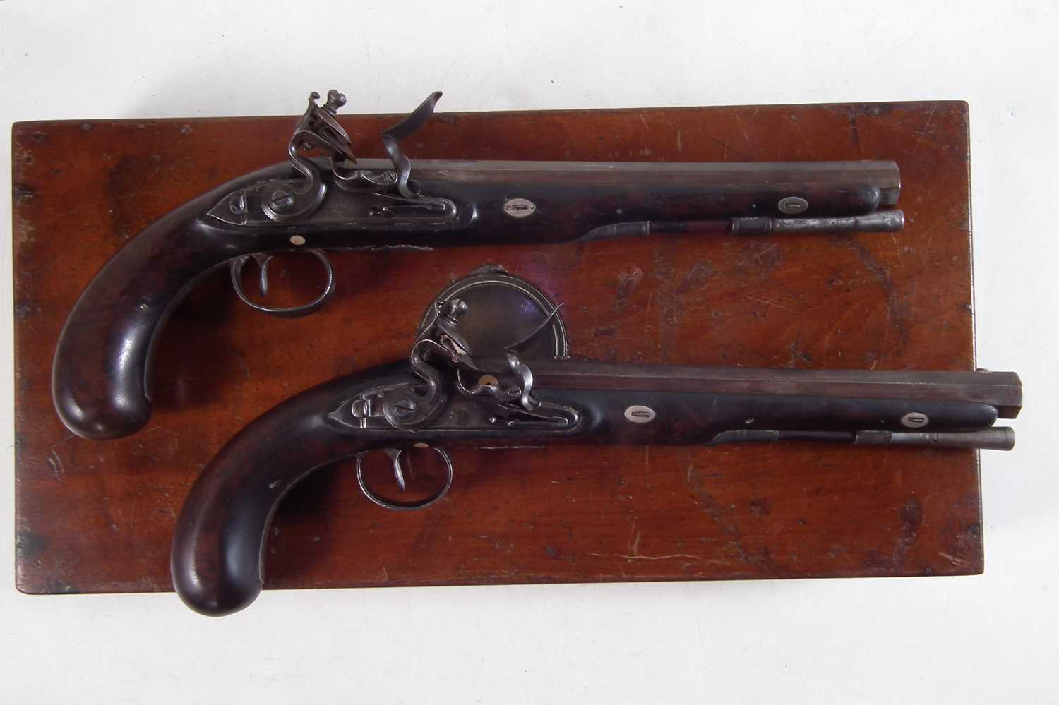 Matched pair of Flintlock dueling pistols by Wogdon and Barton London. - Image 4 of 25