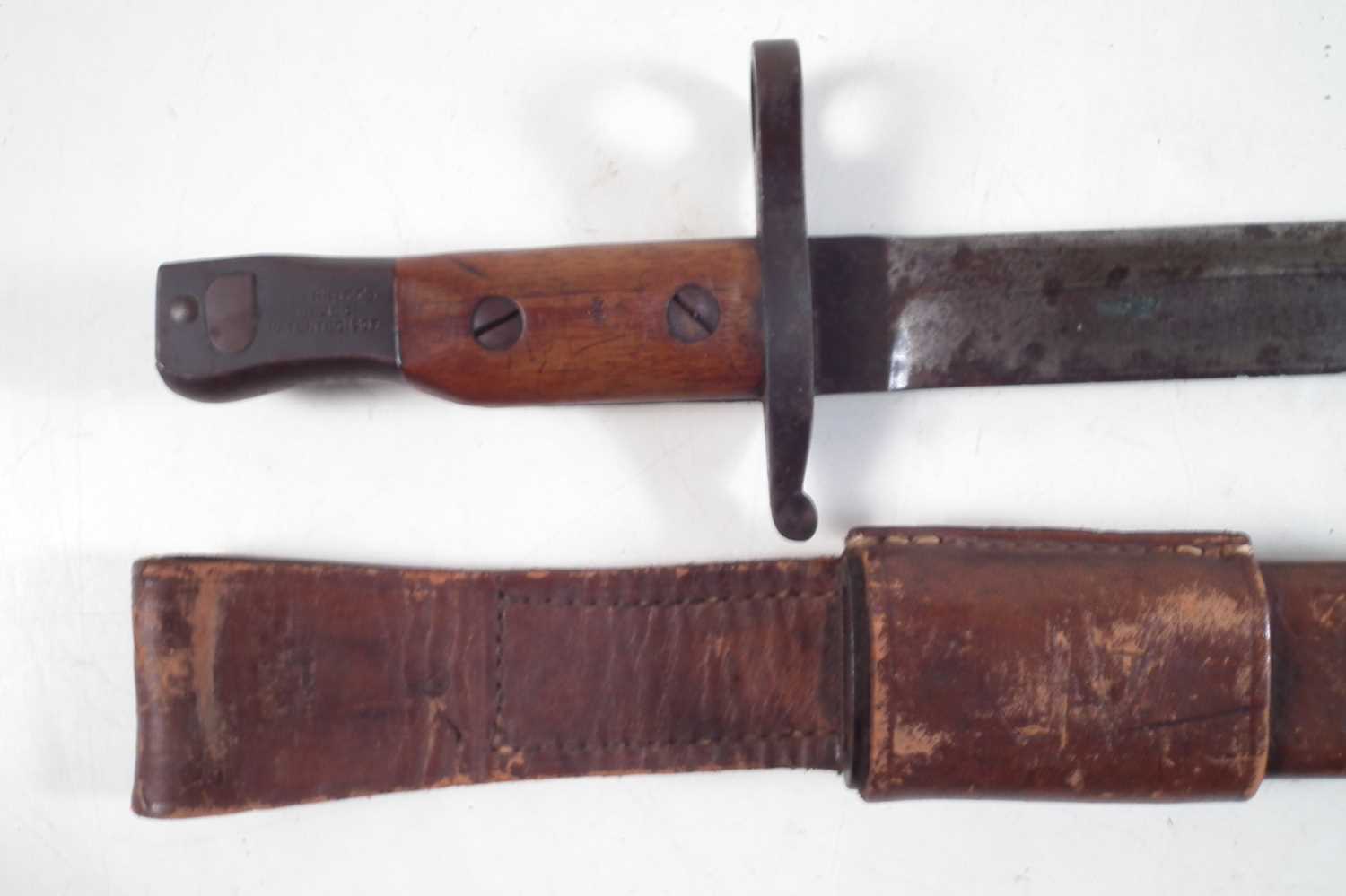 Ross Rifle bayonet and scabbard with frog - Image 3 of 9