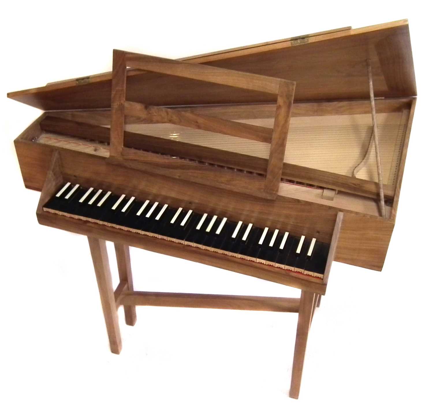 Triangular spinet by John Storr built from a kit, walnut case with ebony and ivory faced keys 115cm - Image 2 of 9