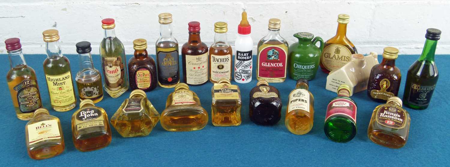 24 Miniature Bottles Mixed Lot mainly Scotch Whisky from 1970’s to 1990’s