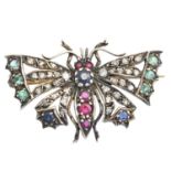 A diamond and gem-set butterfly brooch,