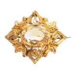 A Victorian citrine brooch,