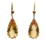 A pair of citrine drop earrings,