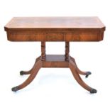 Regency figured mahogany foldover card table