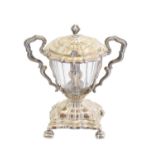 A mid 19th Century French silver and crystal mustard pot by Martial Fray,