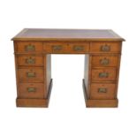 Edwardian oak twin pedestal desk