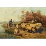 Belgian School (19th century) Shepherd with sheep