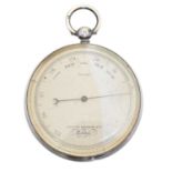 A silver cased pocket aneroid pocket barometer by Spencer Browning & Co.,