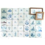 Thirty five Delft tiles,