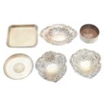 A selection of silver dishes,