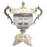 A mid 19th Century French silver and crystal jam pot by Martial Fray,