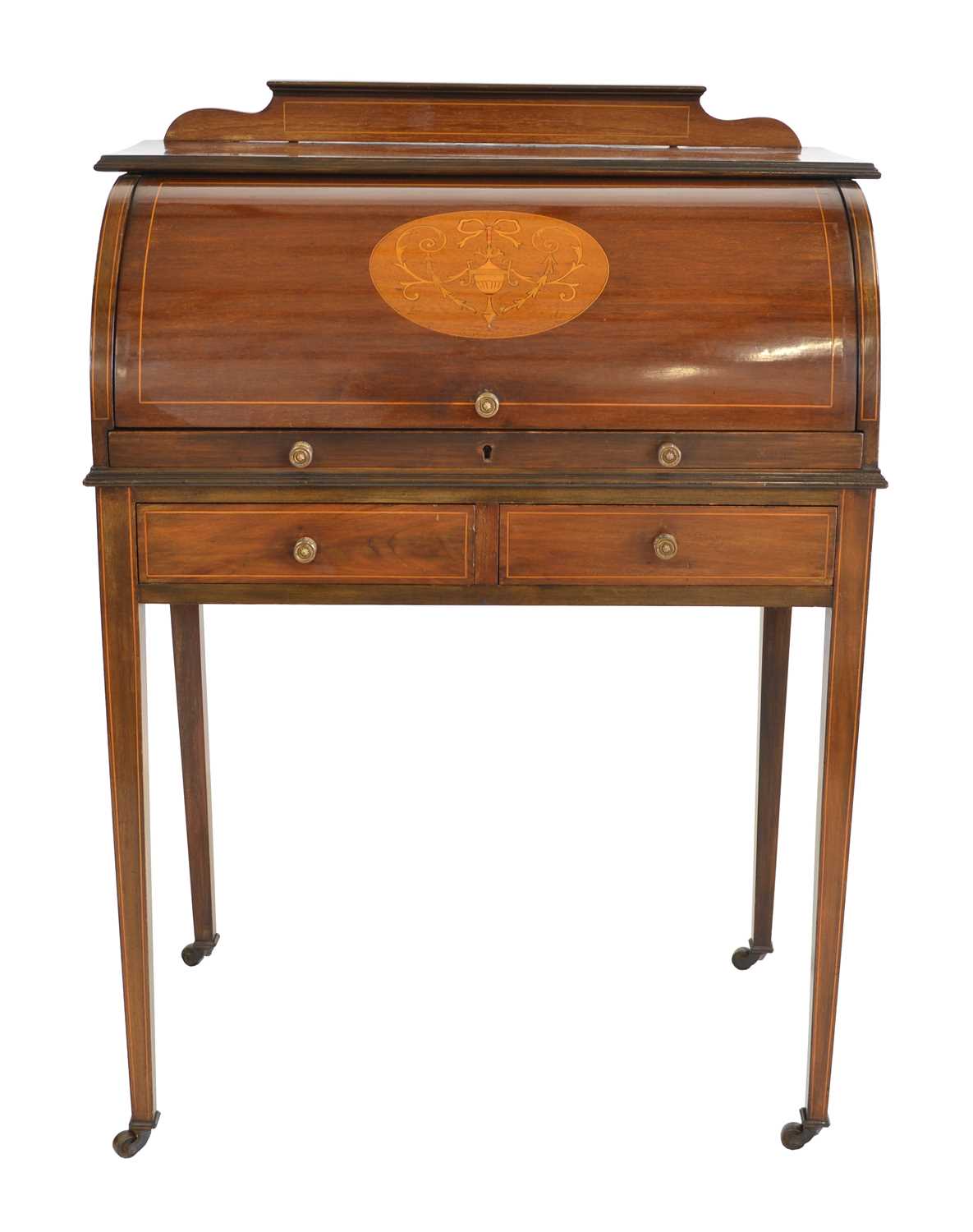 Edwardian mahogany ladies cylinder desk