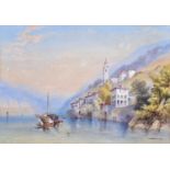 Thomas Miles Richardson Jnr. RWS (1813-1890) Village by an alpine lake