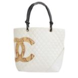 A Chanel Snake Skin Logo Cambon Tote Bag,