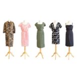 Five silk dresses,