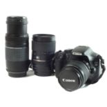 Canon EOS 550D camera and lenses
