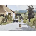 John Yardley (British 1933-) Village street scene with figures