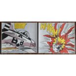 Roy Lichtenstein, "Wham", pair of signed posters. "Whaam!"