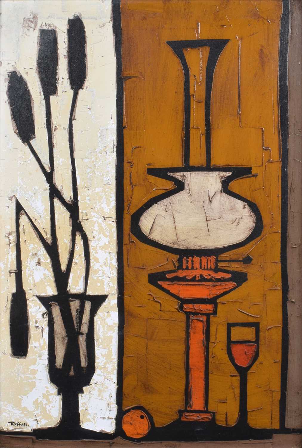 Colin Ruffell (British 1939-) Still life with Oil Lamp