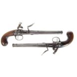 Pair of Queen Anne type flintlock pistols