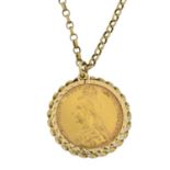 A Victorian sovereign pendant,