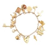 A 9ct gold charm bracelet,