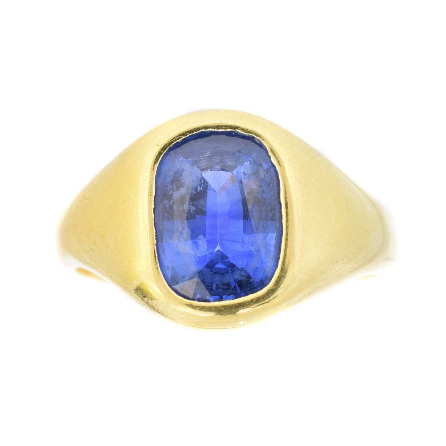 An 18ct gold sapphire single stone ring, - Image 3 of 7