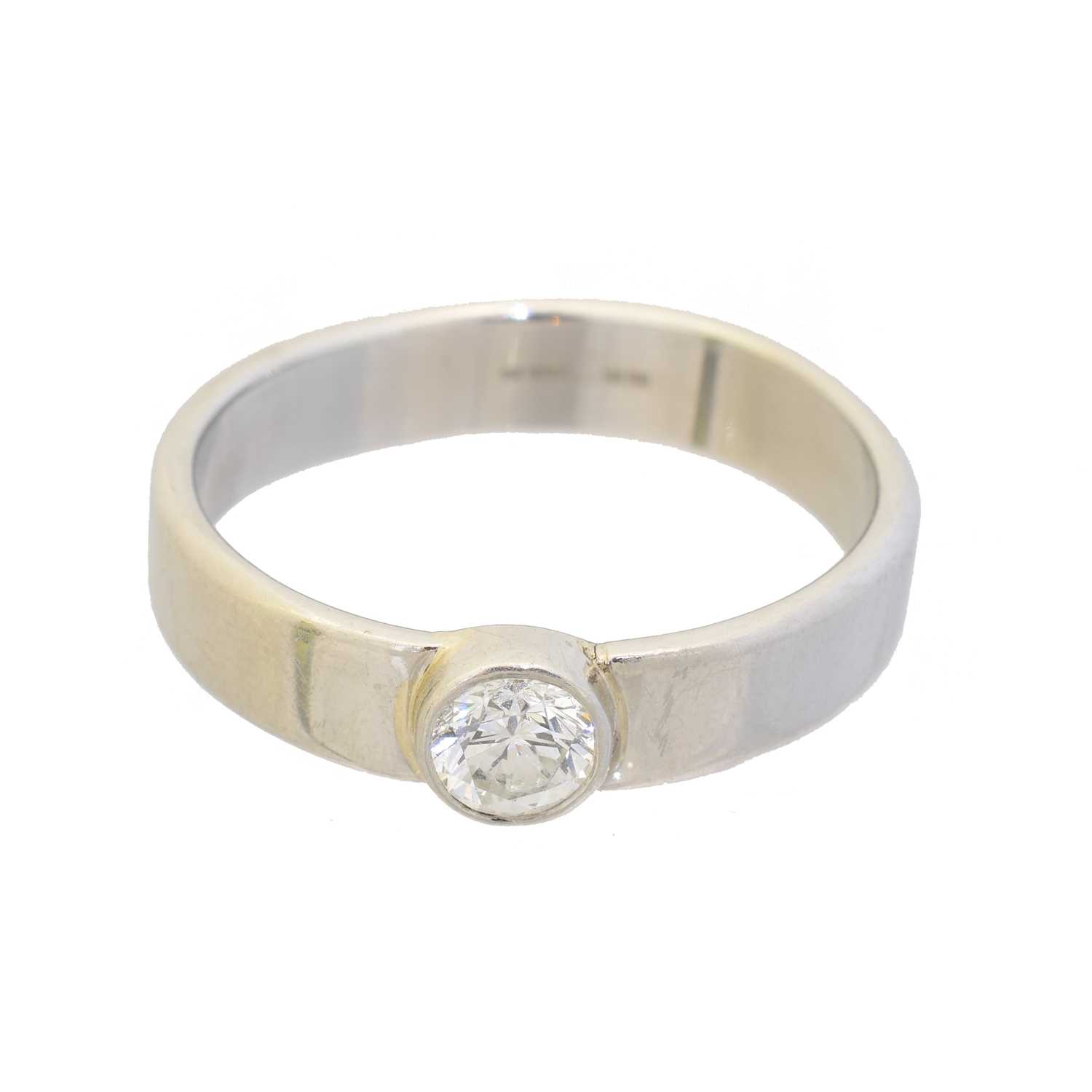 A platinum diamond single stone ring, - Image 2 of 2