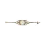 An early 20th century split pearl and diamond brooch,