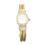A David Yurman 18ct gold diamond bangle watch,