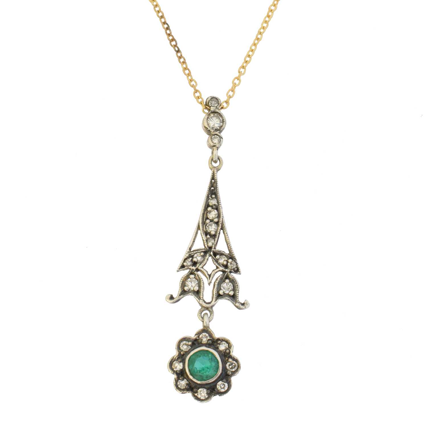 An emerald and diamond necklace,