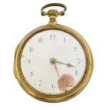 A Georgian gold plated pair cased pocket watch,