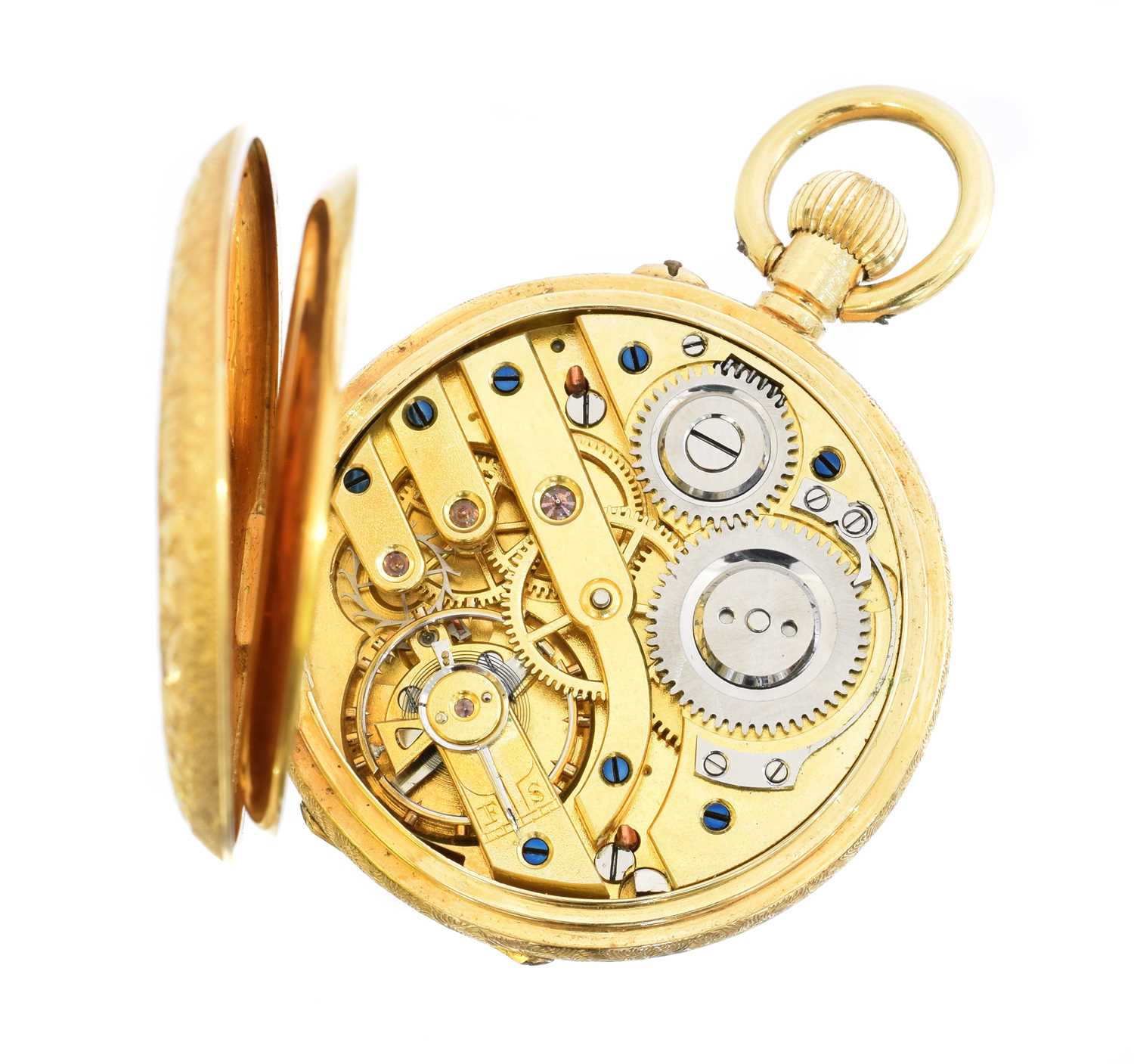 An early 20th century 18ct gold half hunter fob watch, - Image 3 of 4