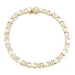 A cultured pearl and diamond bracelet,