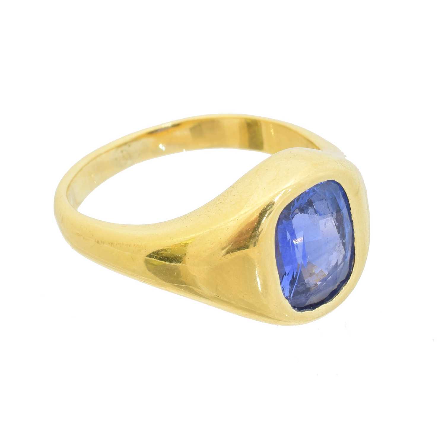 An 18ct gold sapphire single stone ring, - Image 2 of 7