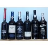 6 Bottles Mixed Lot of fine Port including ‘Crusted’ and Fortified Red Wine